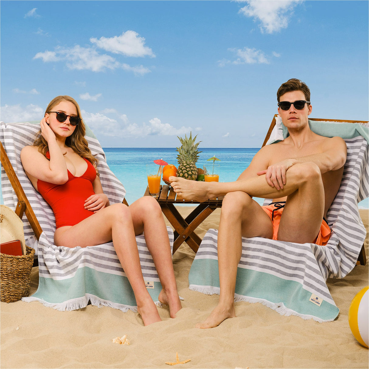 Mediterranean 100% Cotton Turkish Peshtemals, 35" x 60", Modern & Traditional Turkish Bath Towels