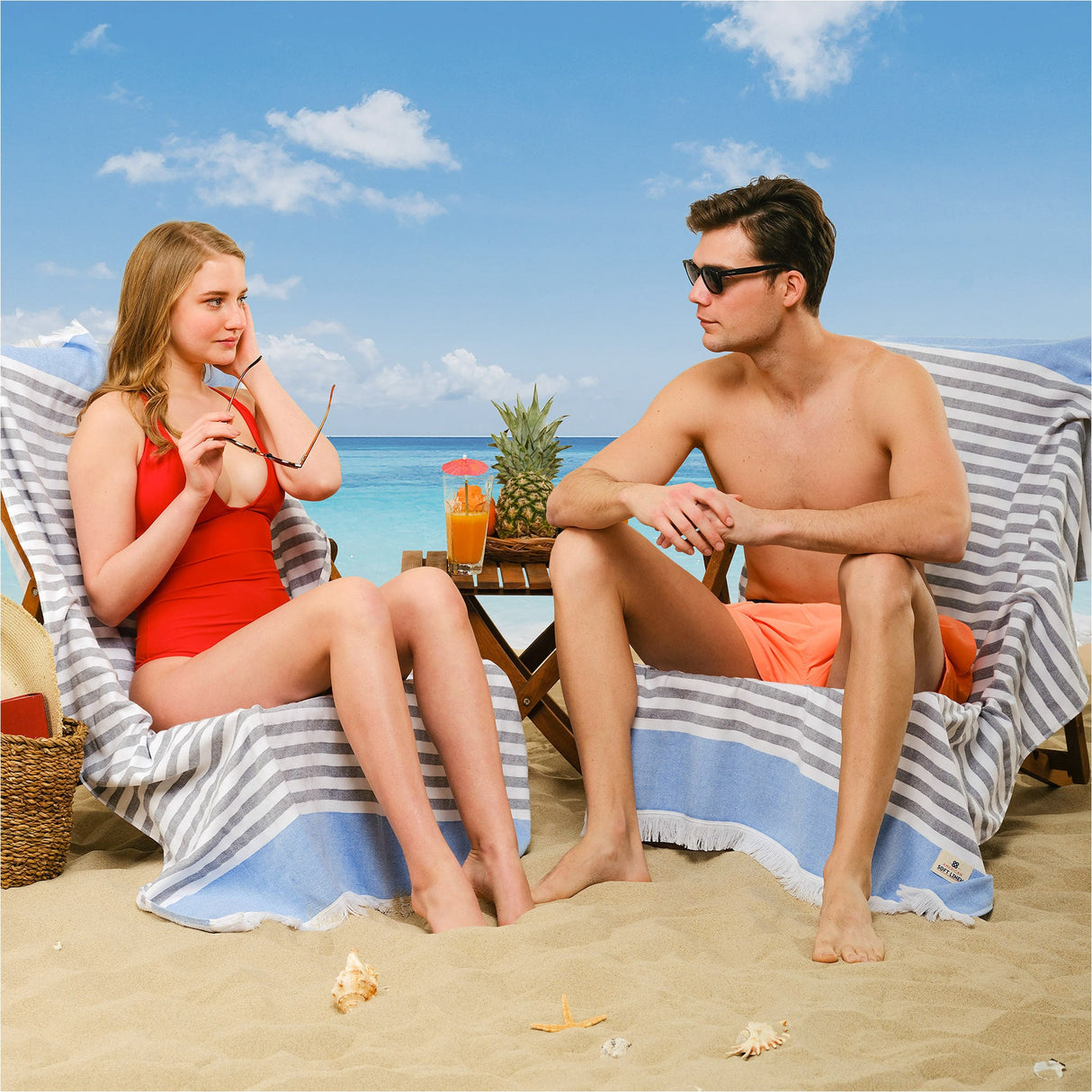 Mediterranean 100% Cotton Turkish Peshtemals, 35" x 60", Modern & Traditional Turkish Bath Towels