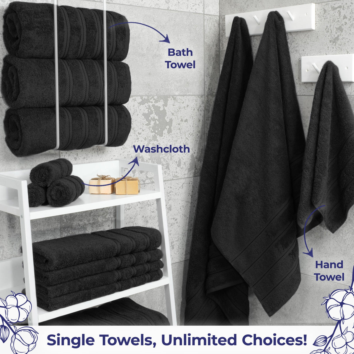 American Soft Linen Single Piece 100% Cotton Turkish Towels with 20 Different Colors, Create Your Set