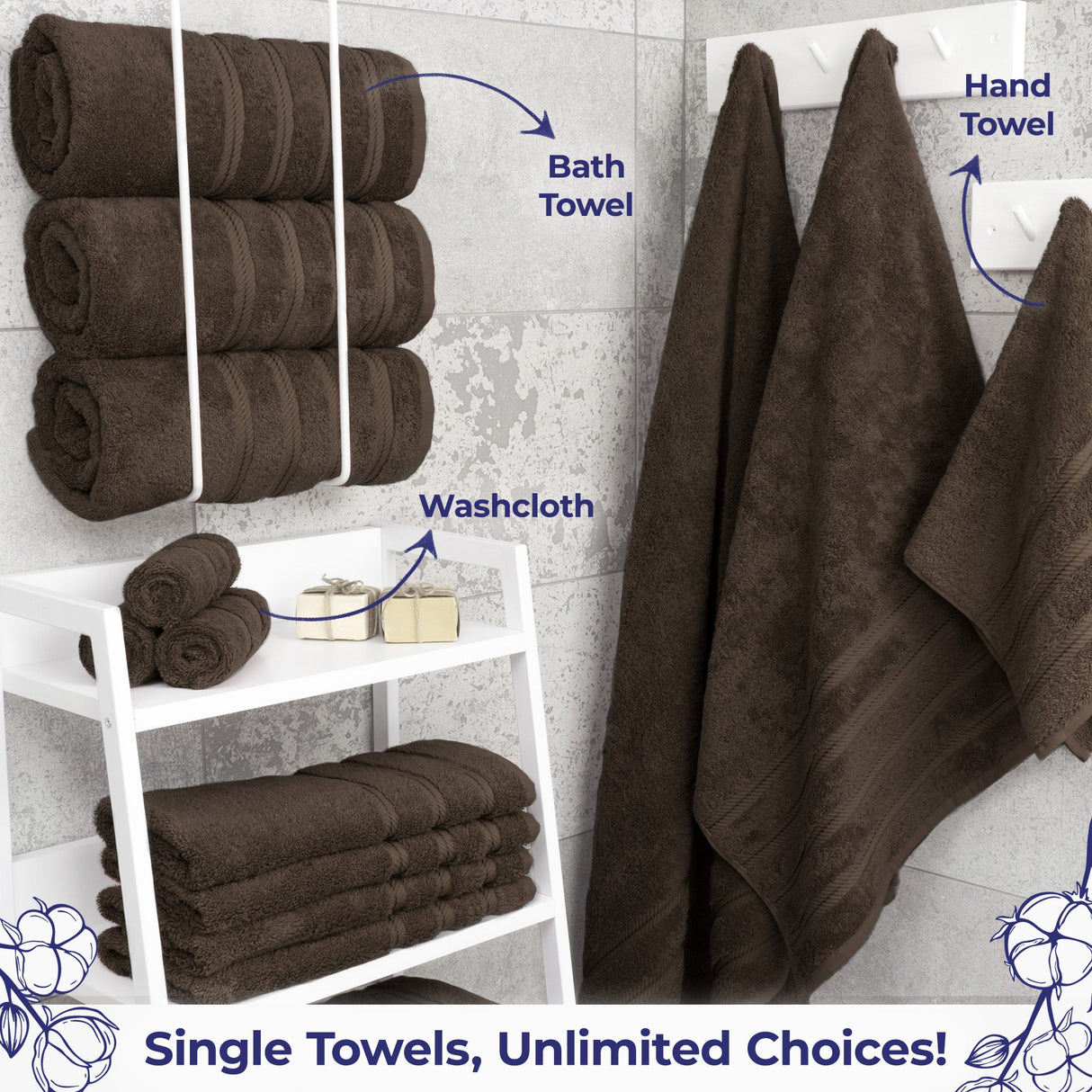 American Soft Linen Single Piece 100% Cotton Turkish Towels with 20 Different Colors, Create Your Set