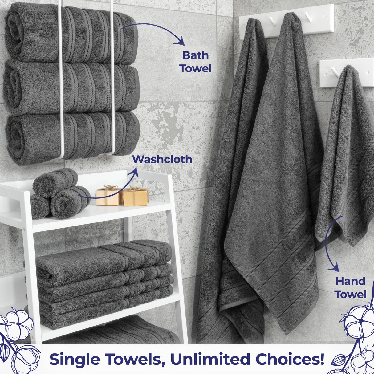 American Soft Linen Single Piece 100% Cotton Turkish Towels with 20 Different Colors, Create Your Set