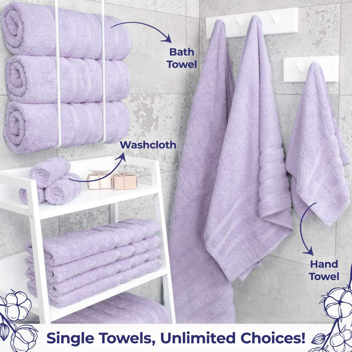 American Soft Linen Single Piece 100% Cotton Turkish Towels with 20 Different Colors, Create Your Set