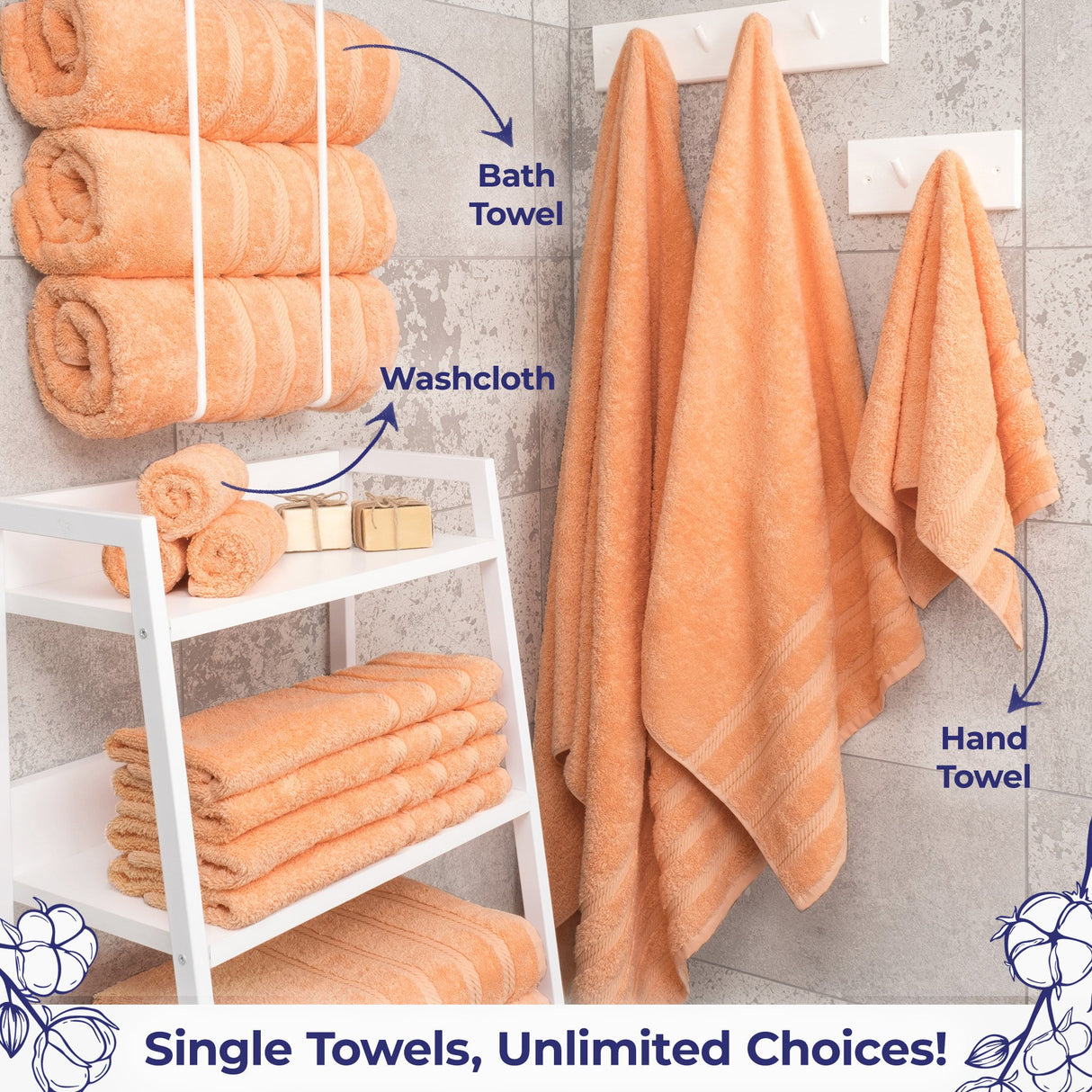 American Soft Linen Single Piece 100% Cotton Turkish Towels with 20 Different Colors, Create Your Set