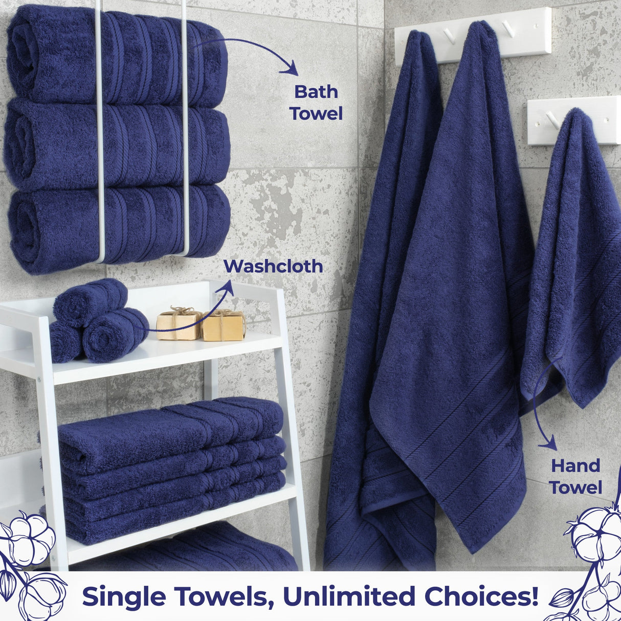 American Soft Linen Single Piece 100% Cotton Turkish Towels with 20 Different Colors, Create Your Set