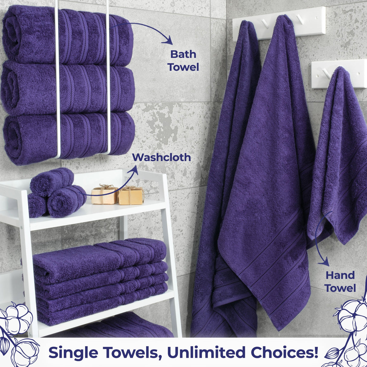 American Soft Linen Single Piece 100% Cotton Turkish Towels with 20 Different Colors, Create Your Set