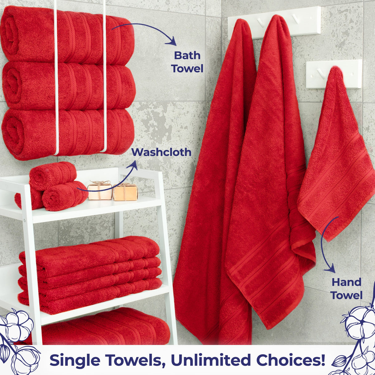 American Soft Linen Single Piece 100% Cotton Turkish Towels with 20 Different Colors, Create Your Set