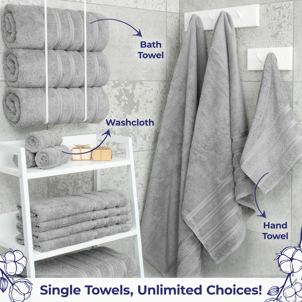 American Soft Linen Single Piece 100% Cotton Turkish Towels with 20 Different Colors, Create Your Set