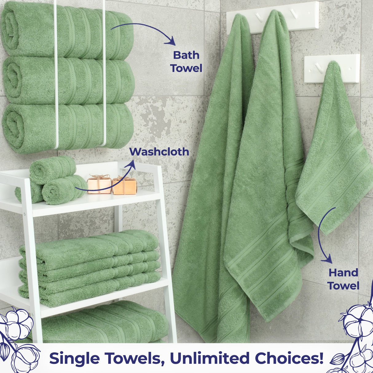 American Soft Linen Single Piece 100% Cotton Turkish Towels with 20 Different Colors, Create Your Set