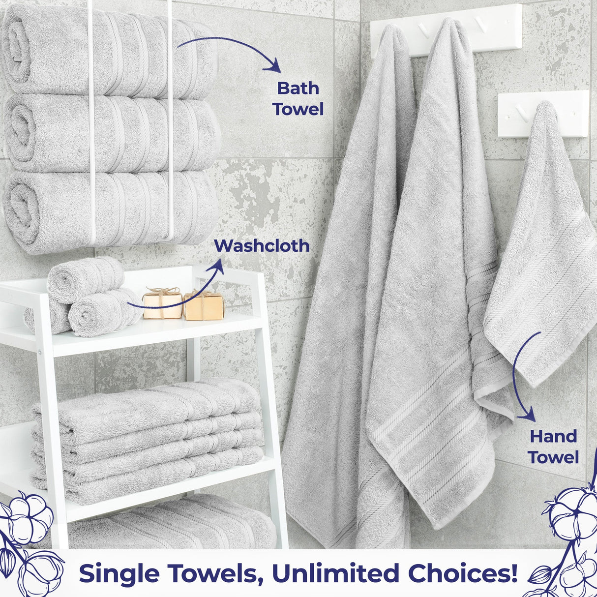 American Soft Linen Single Piece 100% Cotton Turkish Towels with 20 Different Colors, Create Your Set