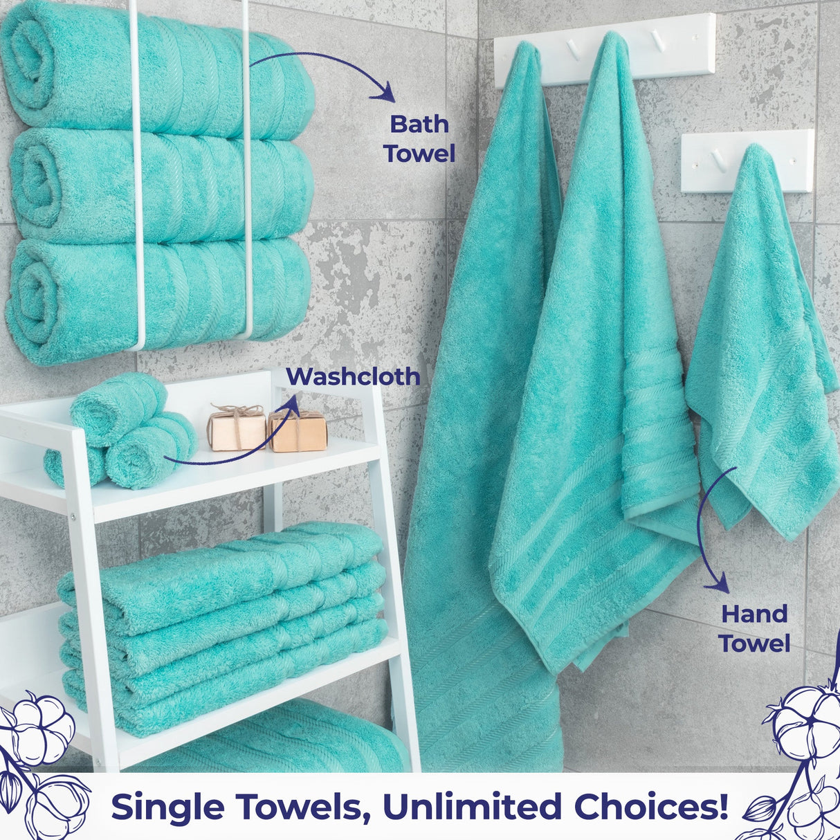 American Soft Linen Single Piece 100% Cotton Turkish Towels with 20 Different Colors, Create Your Set