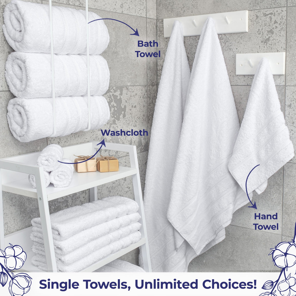 American Soft Linen Single Piece 100% Cotton Turkish Towels with 20 Different Colors, Create Your Set