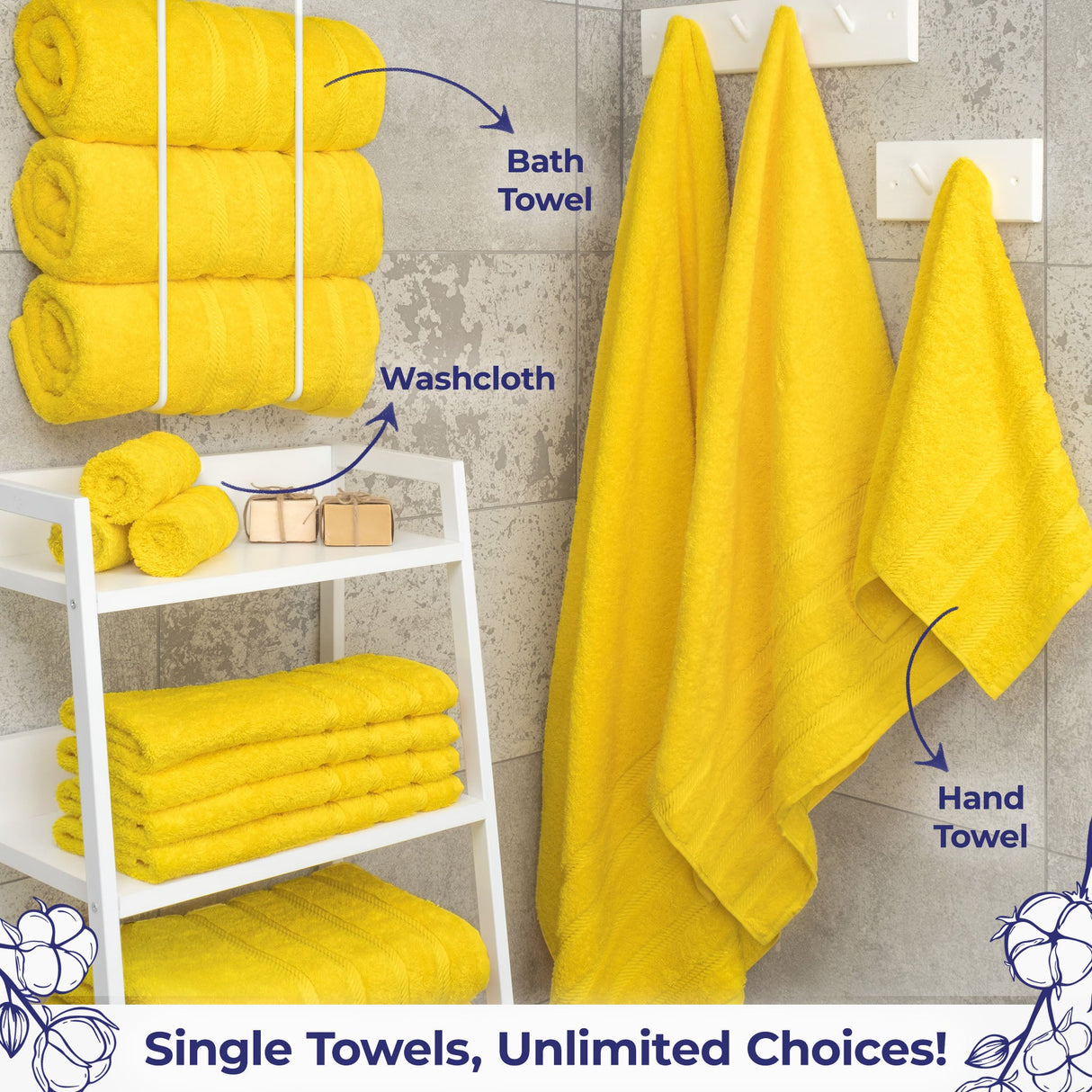 American Soft Linen Single Piece 100% Cotton Turkish Towels with 20 Different Colors, Create Your Set