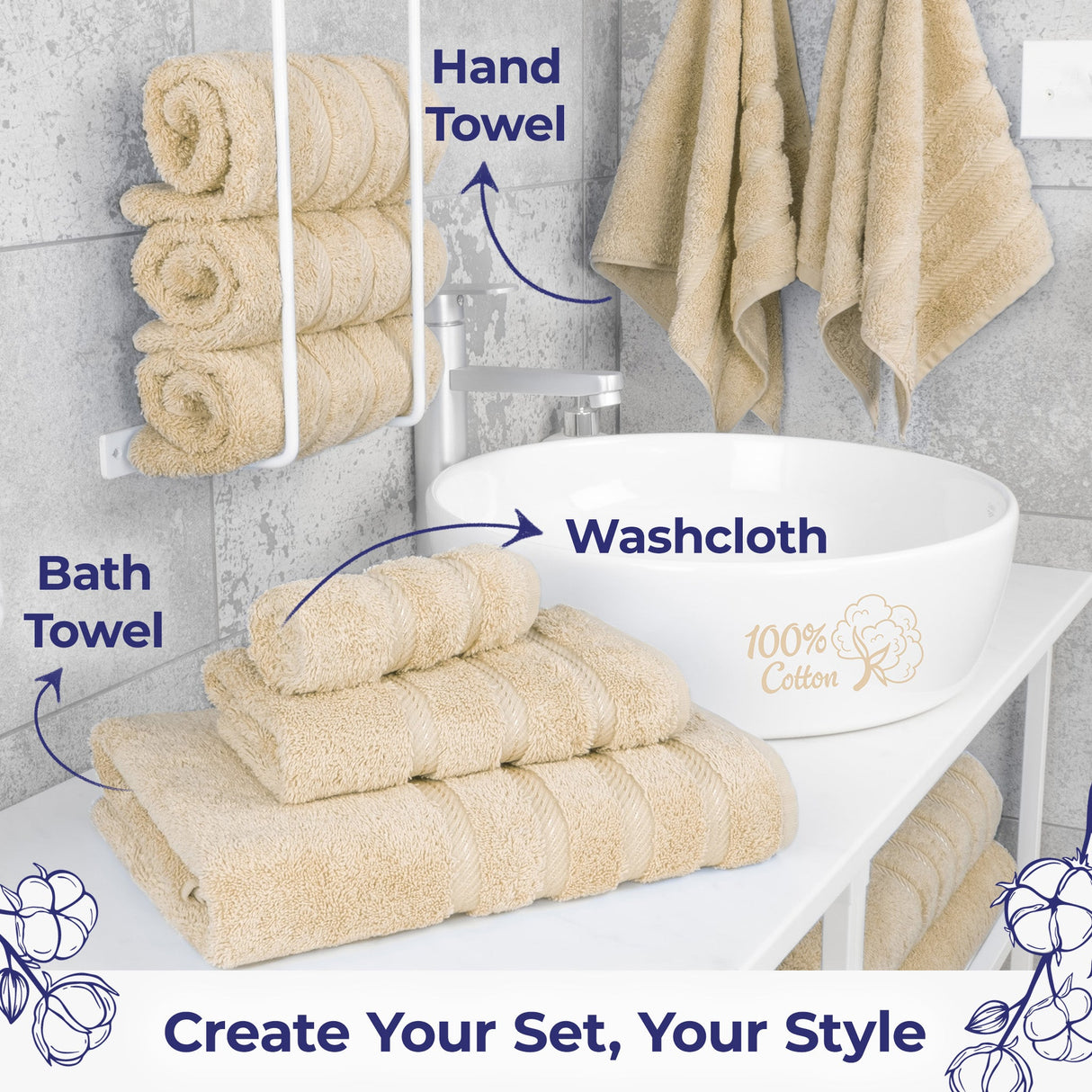 American Soft Linen Single Piece 100% Cotton Turkish Towels with 20 Different Colors, Create Your Set