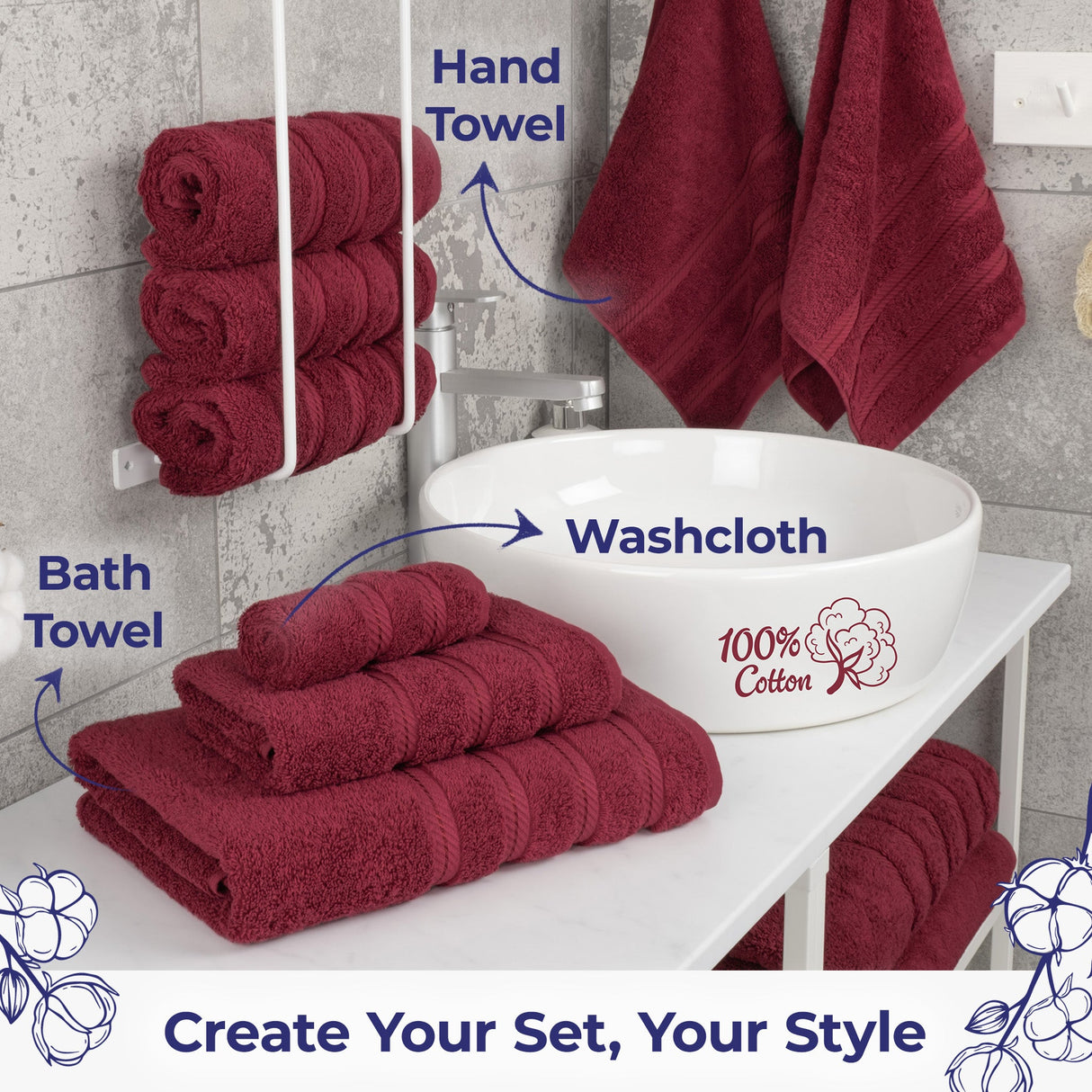 American Soft Linen Single Piece 100% Cotton Turkish Towels with 20 Different Colors, Create Your Set