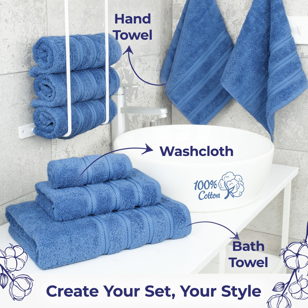 American Soft Linen Single Piece 100% Cotton Turkish Towels with 20 Different Colors, Create Your Set