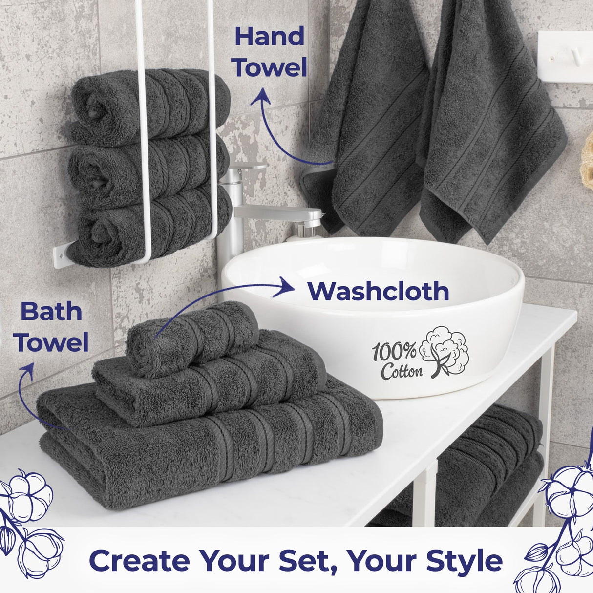 American Soft Linen Single Piece 100% Cotton Turkish Towels with 20 Different Colors, Create Your Set