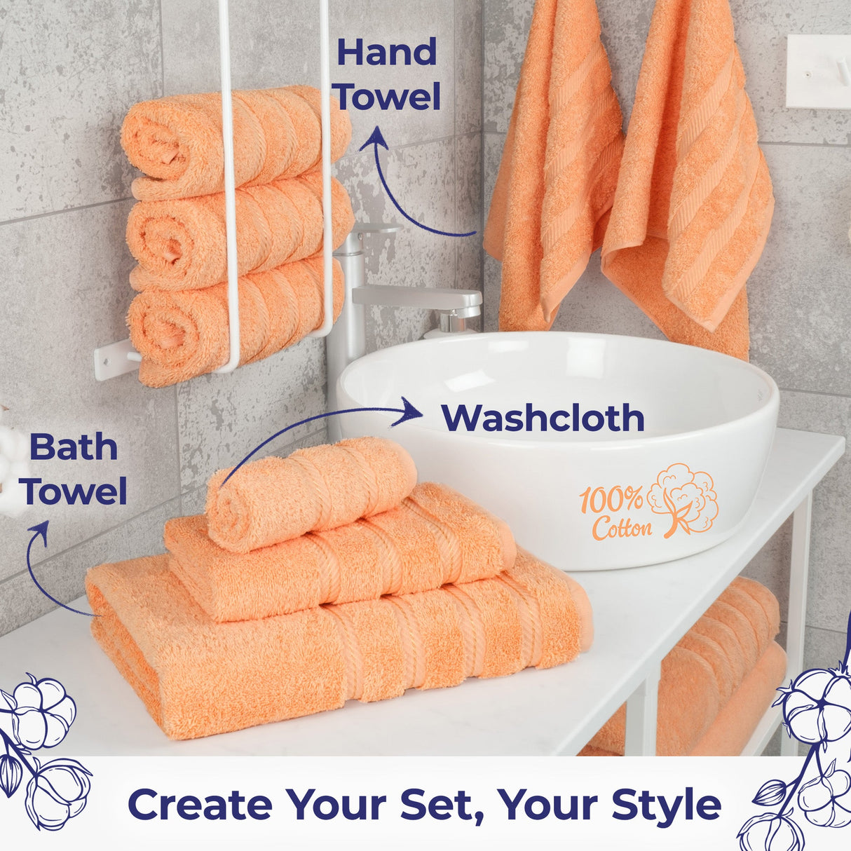 American Soft Linen Single Piece 100% Cotton Turkish Towels with 20 Different Colors, Create Your Set