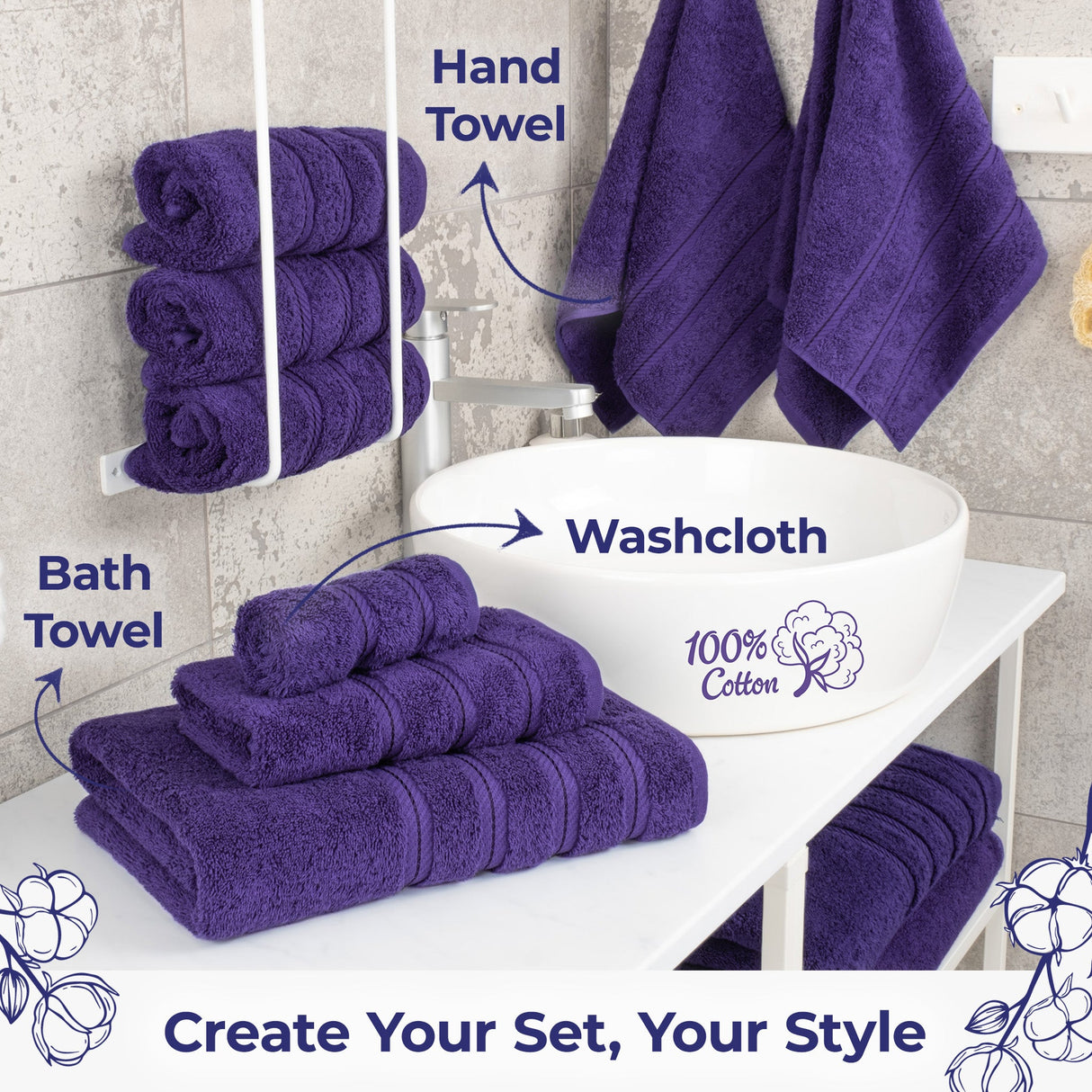 American Soft Linen Single Piece 100% Cotton Turkish Towels with 20 Different Colors, Create Your Set