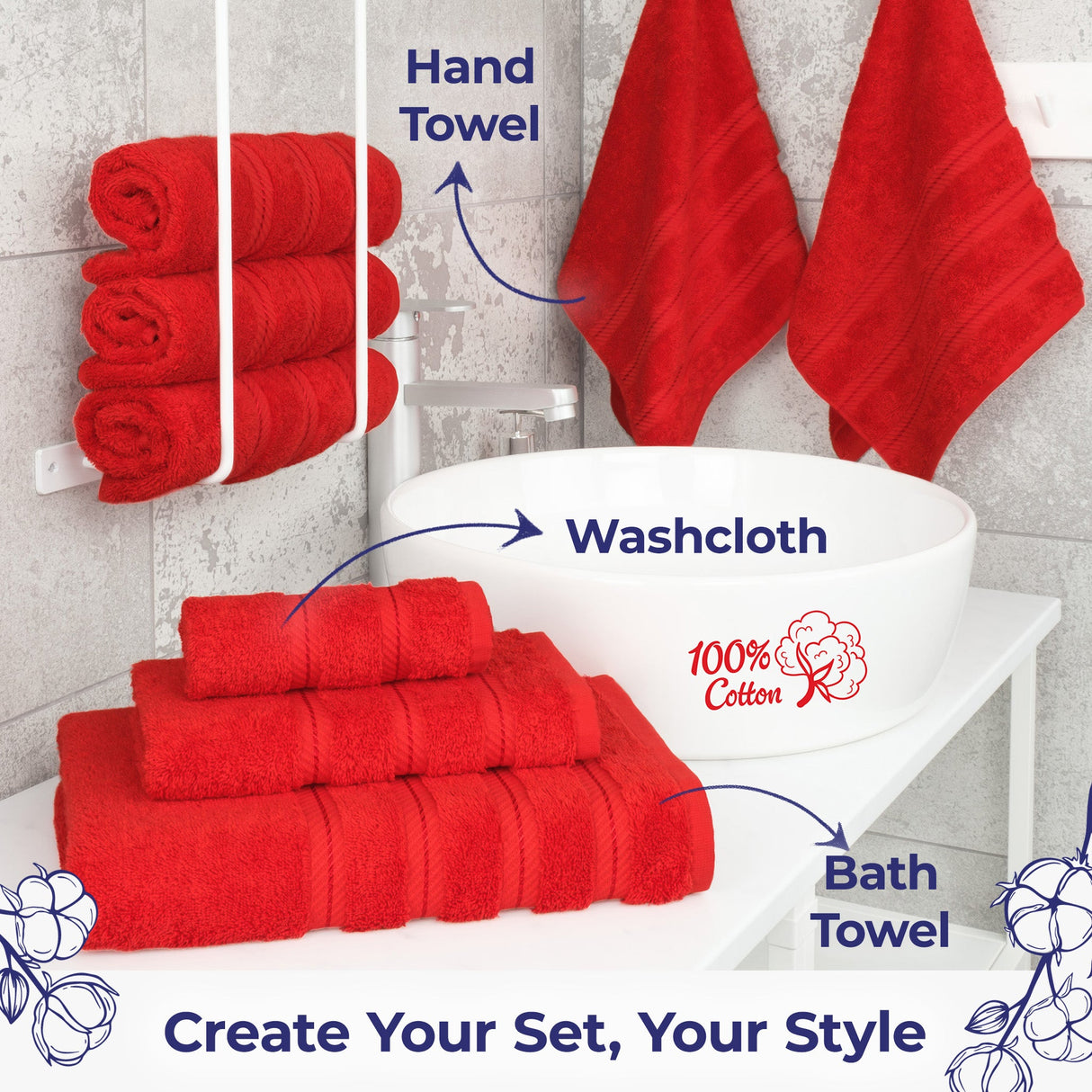 American Soft Linen Single Piece 100% Cotton Turkish Towels with 20 Different Colors, Create Your Set