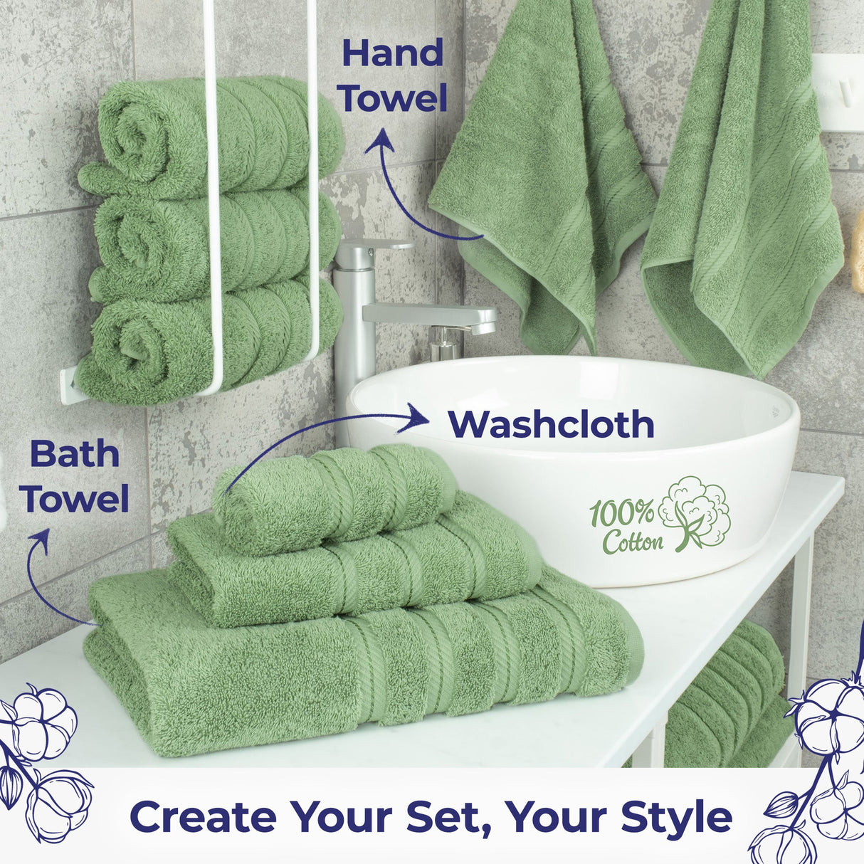 American Soft Linen Single Piece 100% Cotton Turkish Towels with 20 Different Colors, Create Your Set