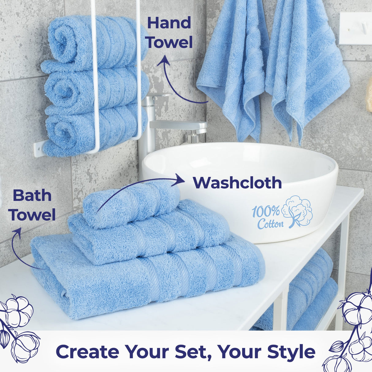 American Soft Linen Single Piece 100% Cotton Turkish Towels with 20 Different Colors, Create Your Set