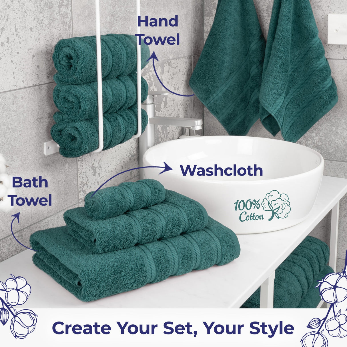 American Soft Linen Single Piece 100% Cotton Turkish Towels with 20 Different Colors, Create Your Set