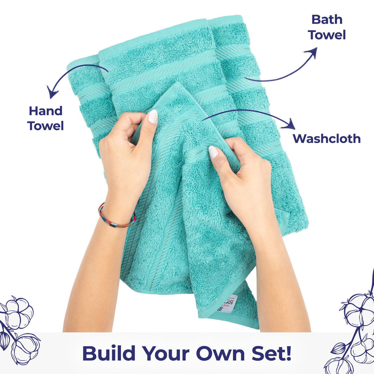 American Soft Linen Single Piece 100% Cotton Turkish Towels with 20 Different Colors, Create Your Set