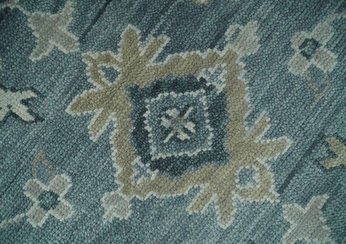 Antique Hand Knotted Oushak Gray and Silver Traditional wool Area Rug