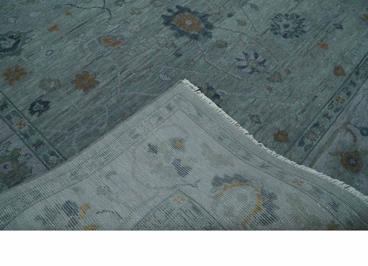 Antique Hand Knotted Charcoal and Gray Traditional Oushak wool Area Rug