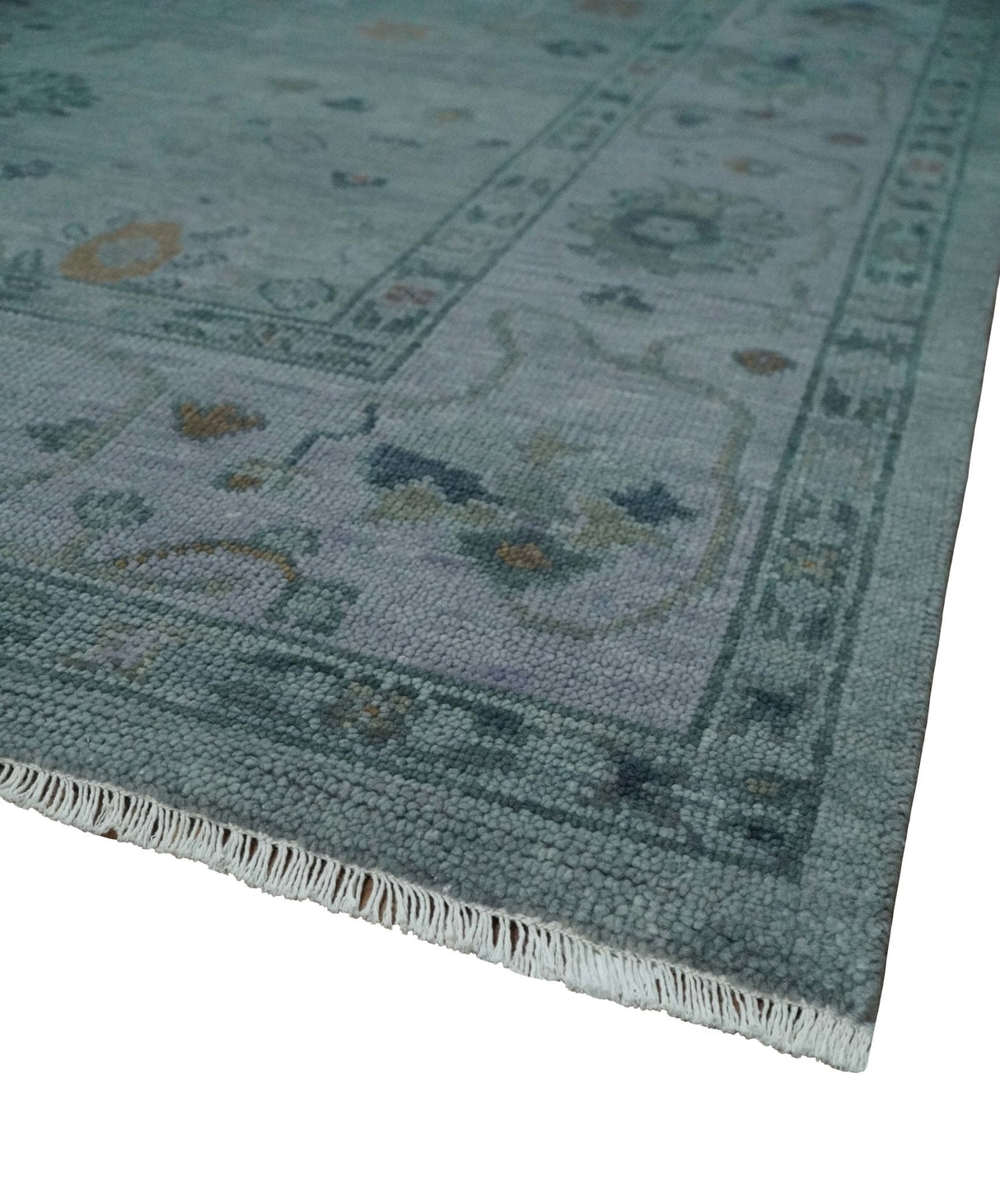 Antique Hand Knotted Charcoal and Gray Traditional Oushak wool Area Rug