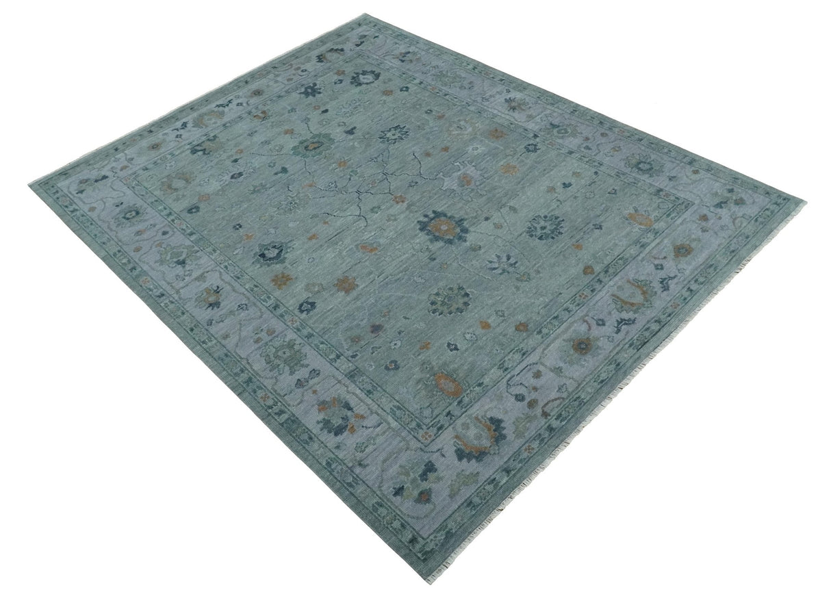 Antique Hand Knotted Charcoal and Gray Traditional Oushak wool Area Rug