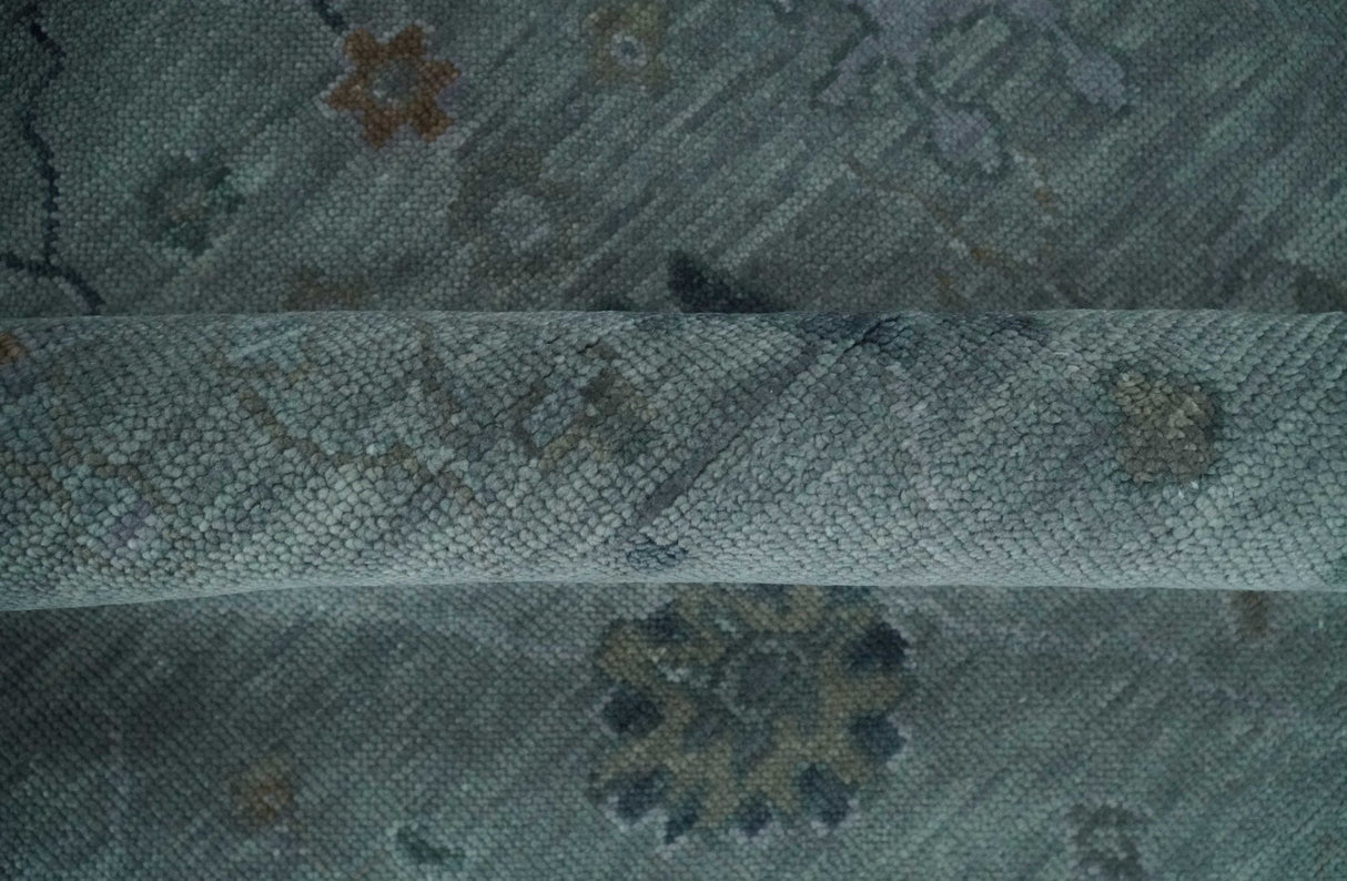 Antique Hand Knotted Charcoal and Gray Traditional Oushak wool Area Rug