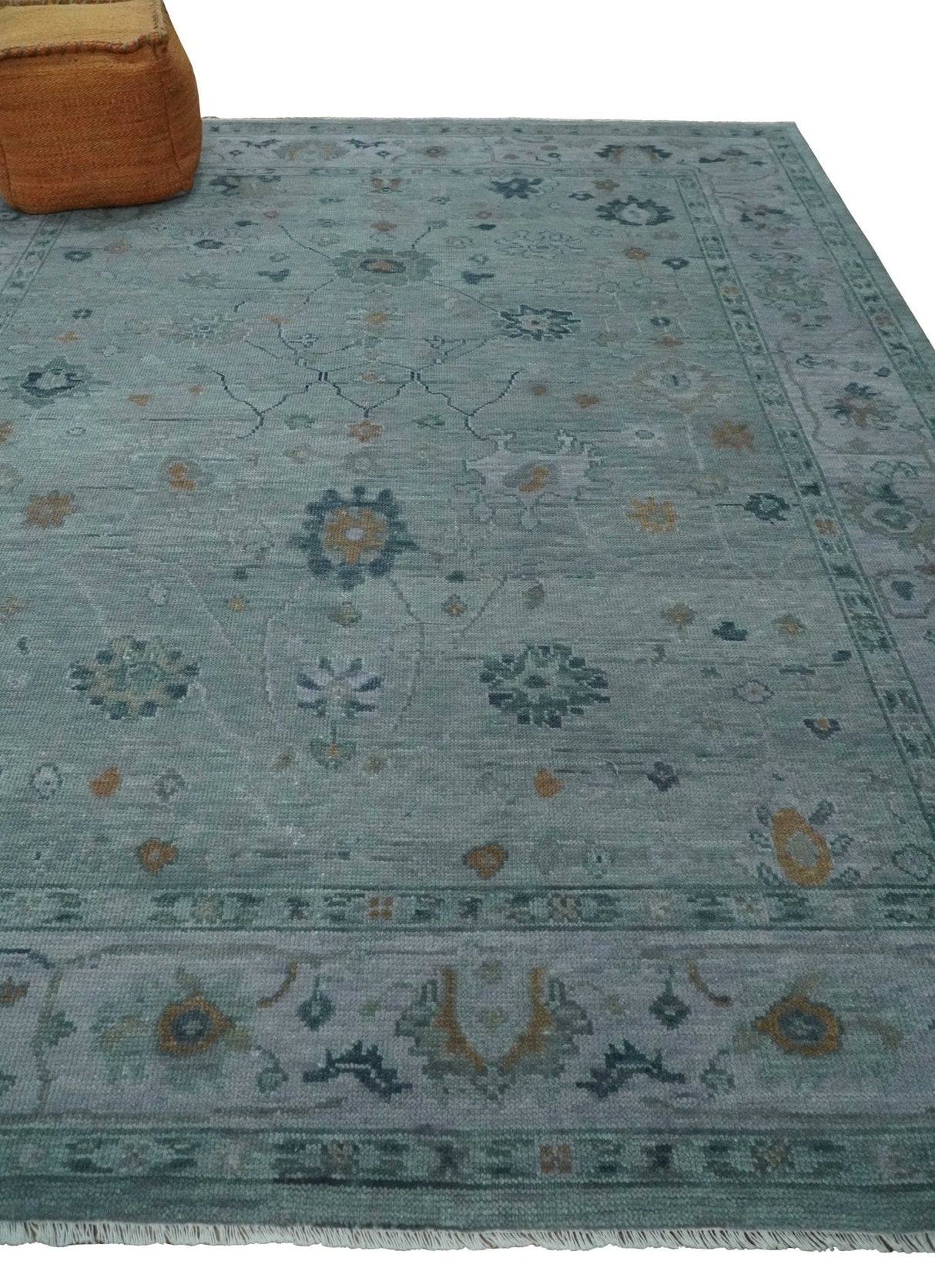 Antique Hand Knotted Charcoal and Gray Traditional Oushak wool Area Rug