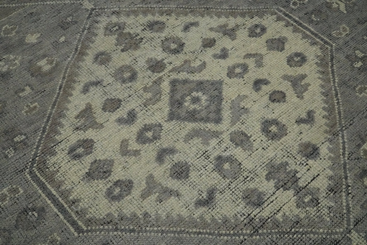 Custom Made Vintage Distressed Hand Knotted Serapi Gray and Beige Traditional Antique Area Rug