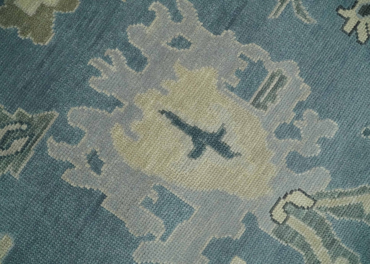 Antique Blue and Beige Multi size Hand Knotted Traditional Oushak Wool Area Rug
