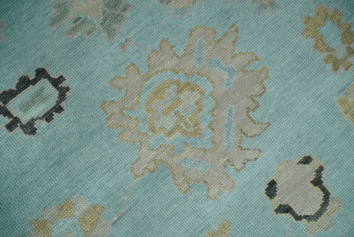 Antique Blue Charcoal Hand knotted Traditional Multi Size Oushak Wool Area Rug