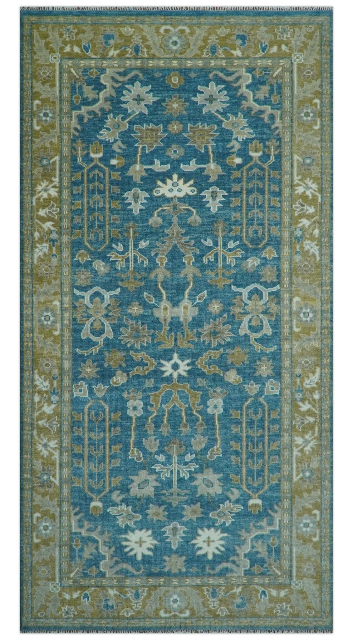 Antique Blue and Brown Persian Oushak Multi Size wool Area Rug