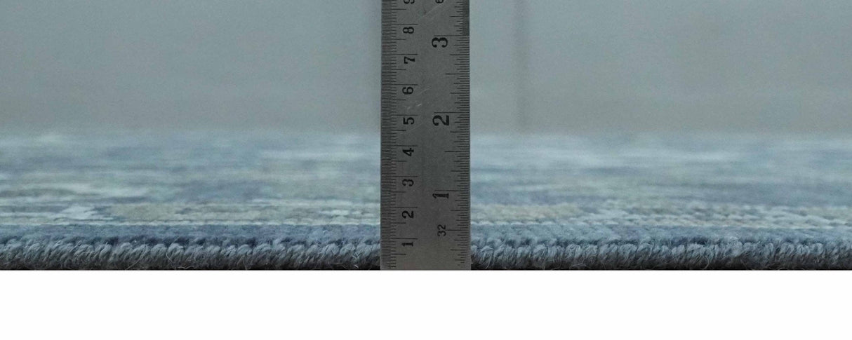 Antique Blue and Silver Traditional Hand Knotted Vintage Oushak Wool Rug, Living Room Rug