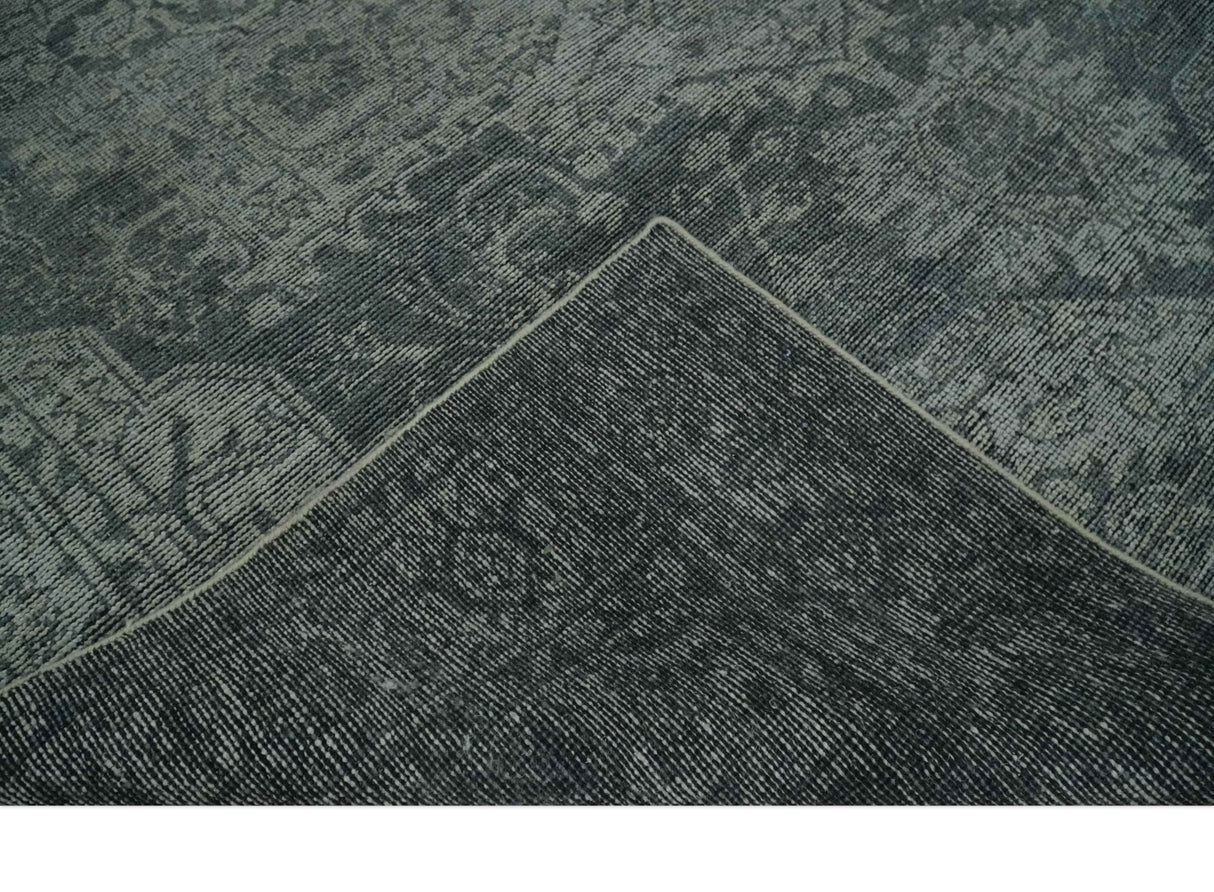 Antique Design Charcoal and Silver Traditional Medallion Custom Made wool Area Rug