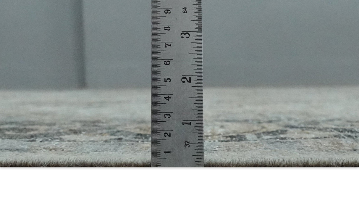 Antique Distressed finished Look Ivory, Charcoal and Beige Custom Made wool Area Rug