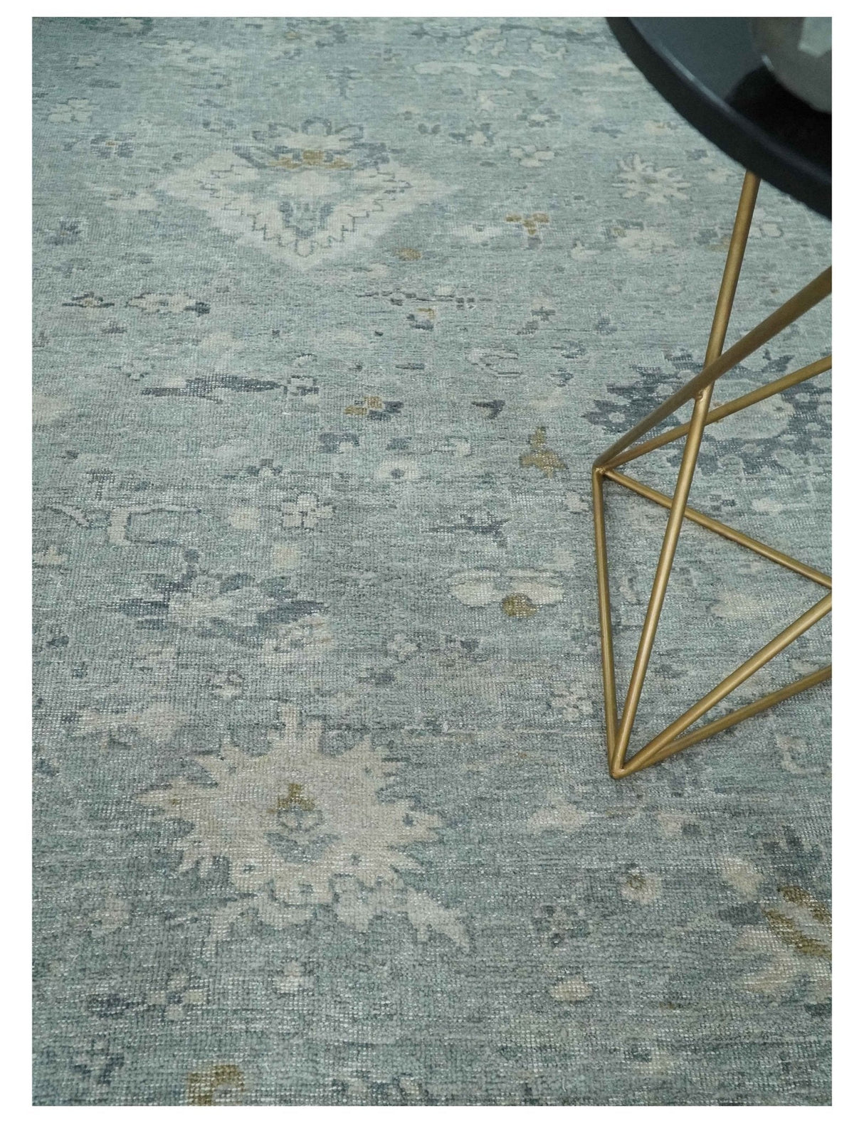 Antique Distressed Look Gray and Silver Low Pile Multi Size Oushak wool Area Rug