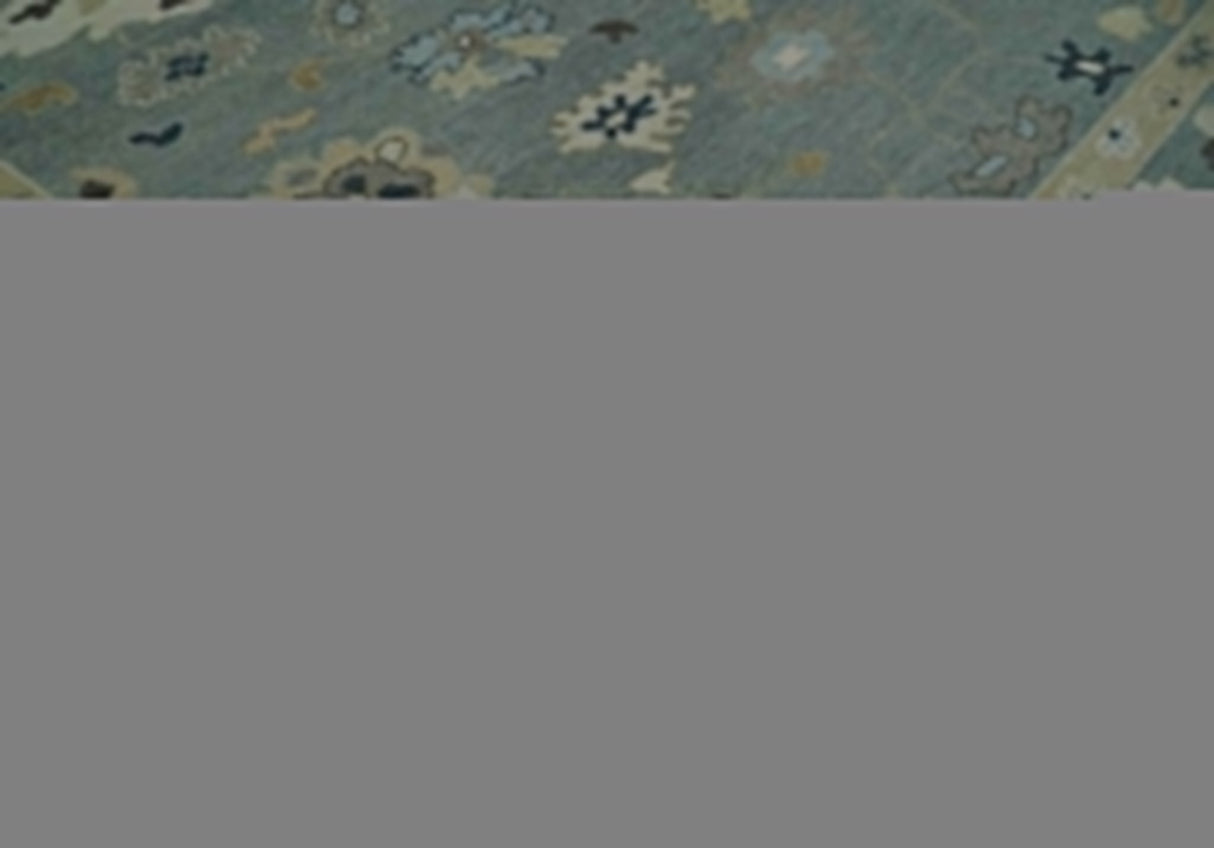 Antique Finish Multi Size Hand Knotted Oushak Silver and Beige Traditional Area Rug