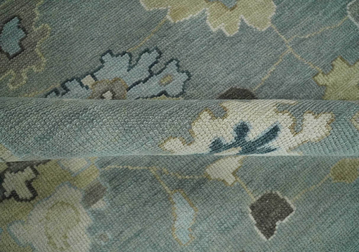 Antique Finish Multi Size Hand Knotted Oushak Silver and Beige Traditional Area Rug