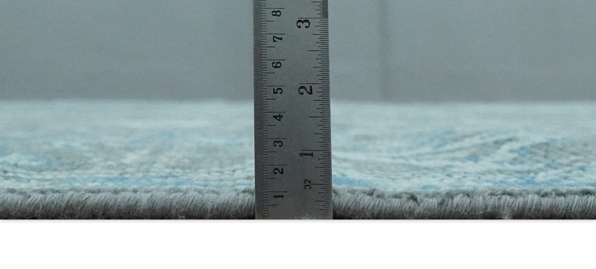 Antique Gray and Blue Hand Knotted 8x10 Oushak Turkish Wool Area Rug