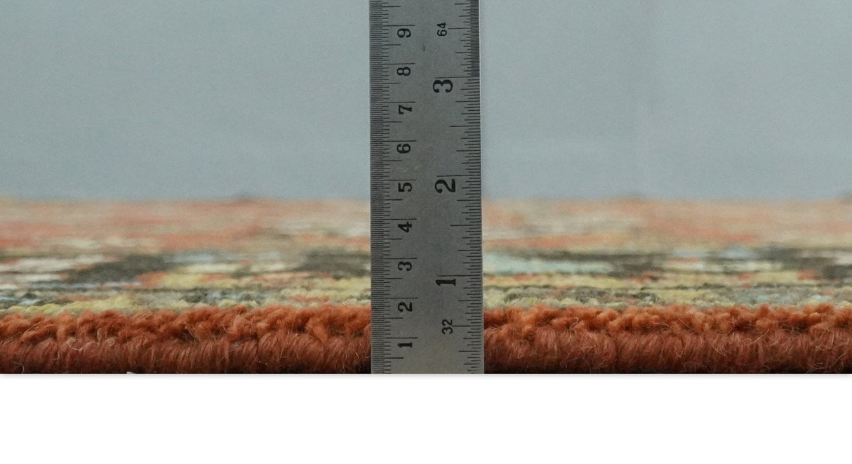 Custom Made Hand Knotted Rust and Black Traditional Wool Rug