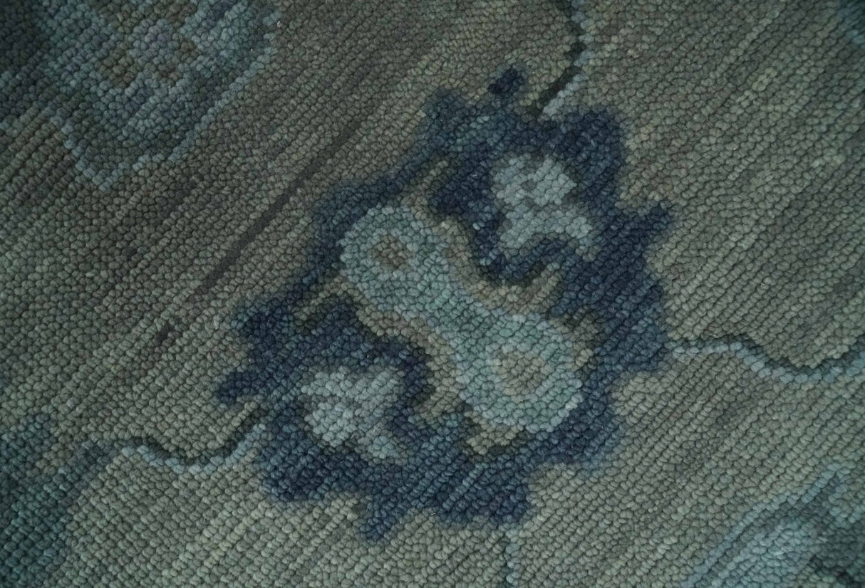 Antique Hand Knotted Beige, Charcoal and Silver Traditional Oushak wool Area Rug