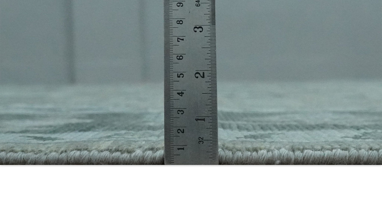 Antique Hand Knotted Beige, Charcoal and Silver Traditional Oushak wool Area Rug