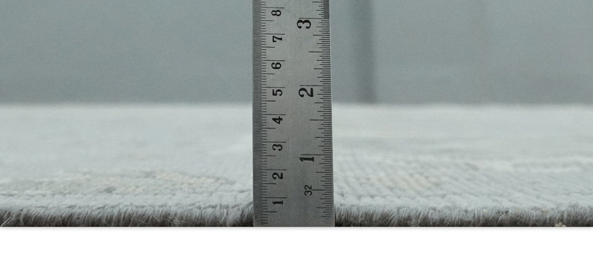 Antique Style Pastel Silver, Beige and Gray Low Pile Multi Size Oushak wool Area Rug