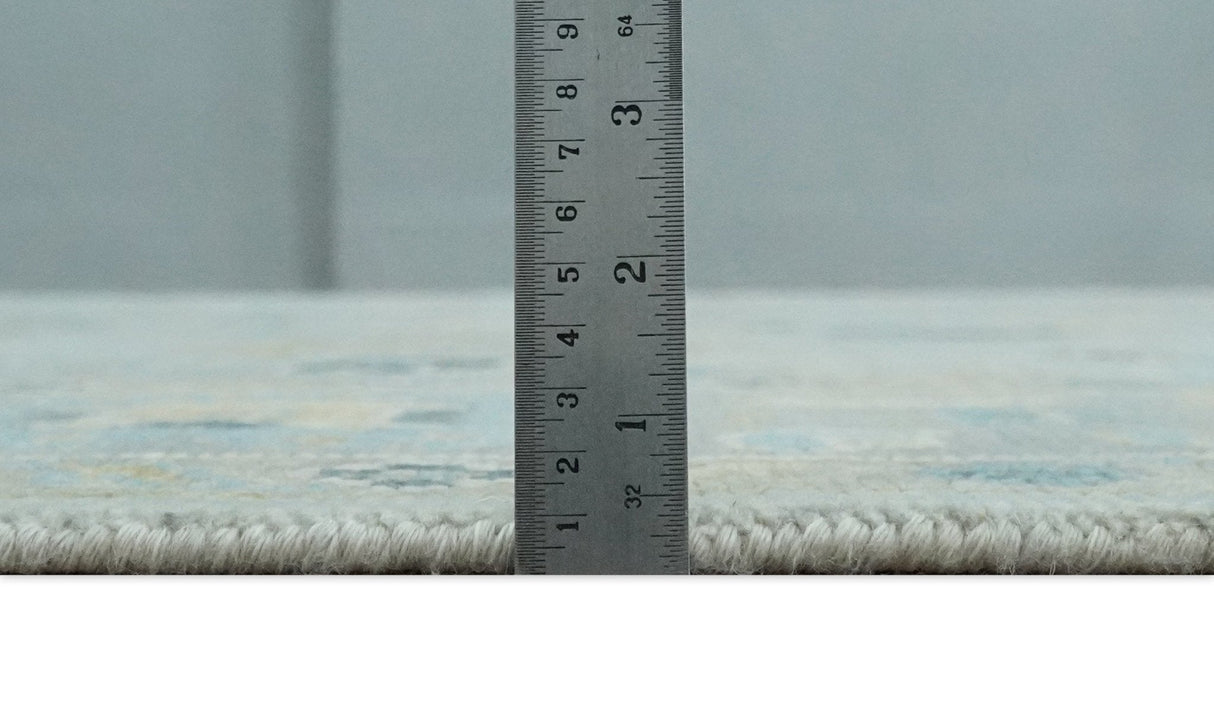 Antique Silver and Gold Vibrant Colorful Hand knotted Oushak wool Area Rug