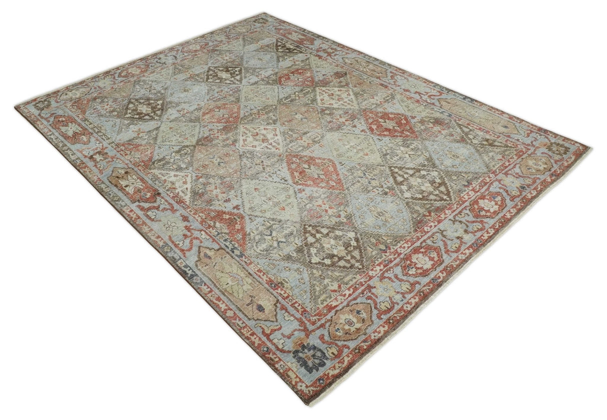 Antique look Tribal Garden Rug Hand Knotted Distressed finished oxidized Multi size wool Area Rug